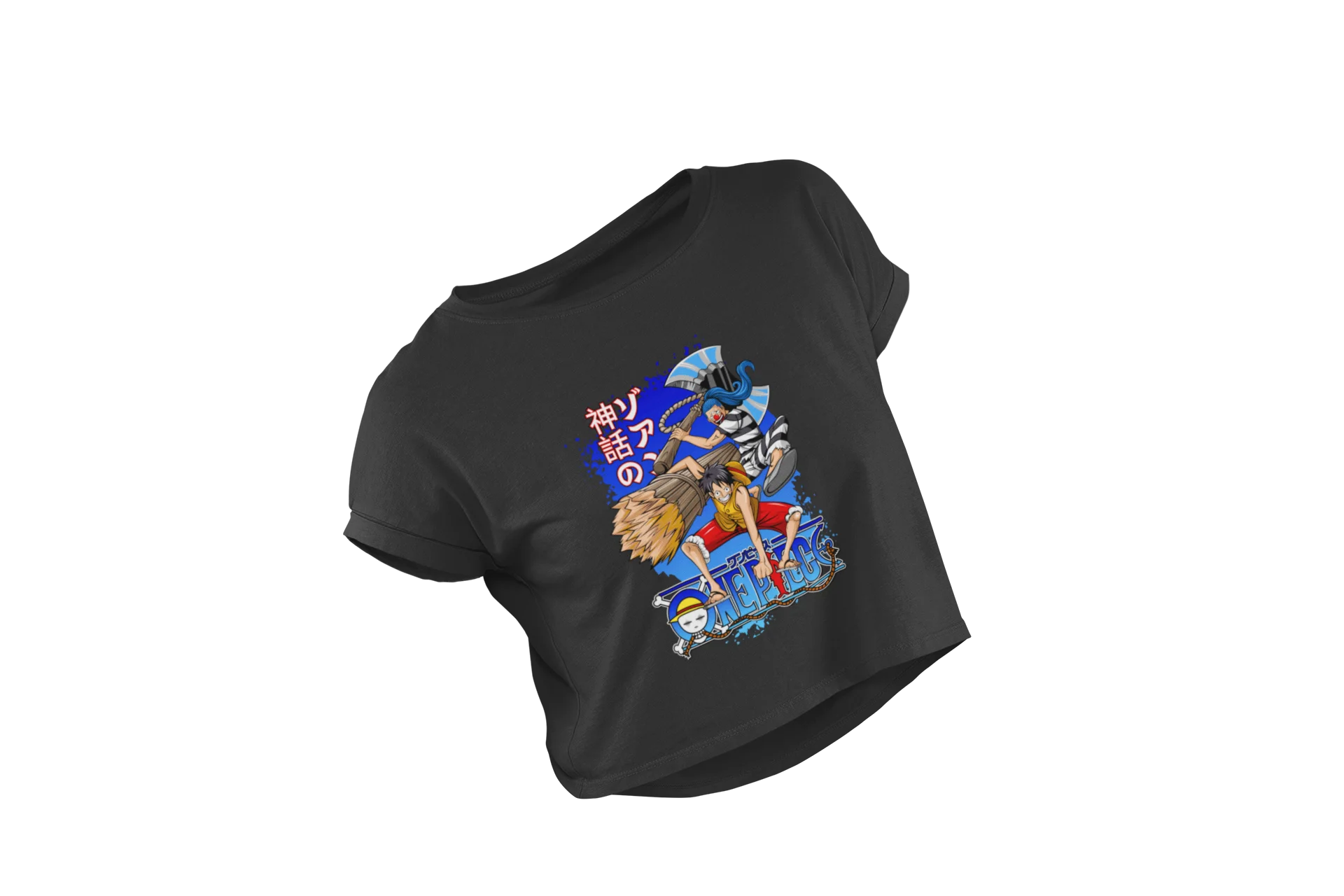 one-piece-luffy-and-buggy-croptop-white